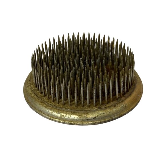 Vintage Metal Cactus Spikes Flower Frog 3" Round Sharp Needle Floral Arrangement - Picture 1 of 9